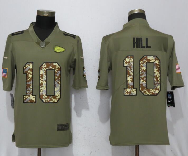 Men Kansas City Chiefs #10 Hill Olive Camo Carson 2017 Salute to Service Limited Nike NFL Jerseys->carolina panthers->NFL Jersey